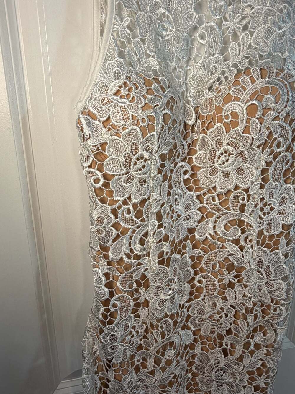 MISHA Eline Lace Midi Dress White Nude Size S - Picture 6 of 13